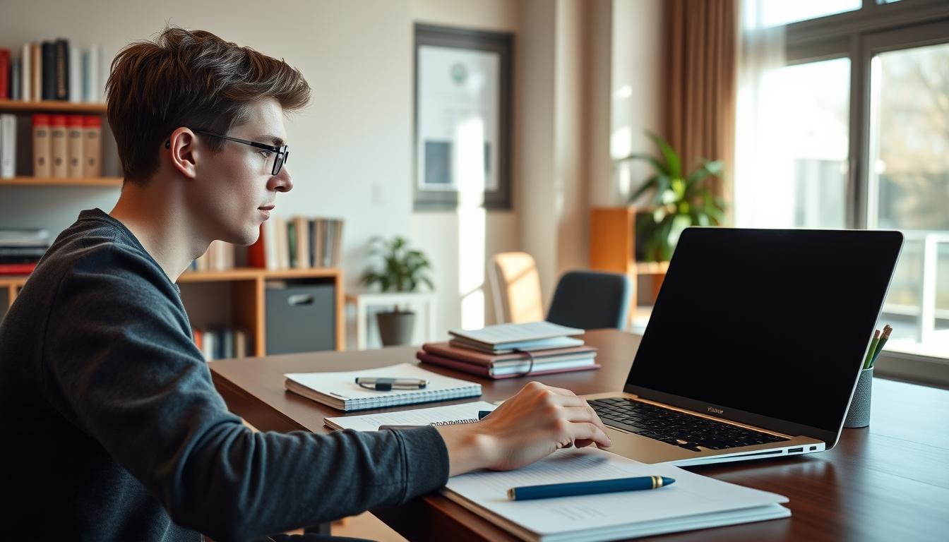 Student using online courses for flexible education